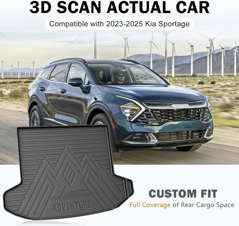 KUST Cargo Trunk Mat for 2023-2025 Kia Sportage Accessories (Include Hybrid, Not for PHEV), Rear Trunk Liner All Weather TPE Rubber Raised Edge - Image 2